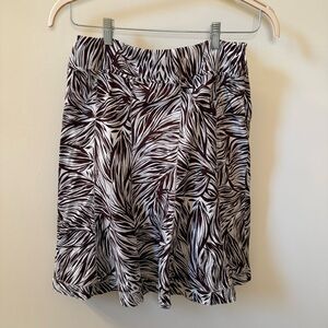 Ann Taylor A-Line Skirt in Brown and White Leaf Print